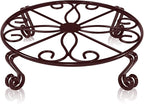 Brown Plant Stand for Flower Pot Heavy Duty Potted Holder Indoor Outdoor Metal Rustproof Iron Garden Container Round Supports Rack for Planter Bronze, Pumpkin Stand Outdoor