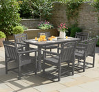 Ciokea HDPE Outdoor Dining Table with Umbrella Hole,66" Rectangle Patio Table for 6,All-Weather Outdoor Patio Furniture Set for Garden Backyard,Grey