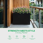 IDZO 35.4" W x 25.6" H Metal Planter Box, Privacy Trough for Patio, Rectangle Container for Outdoor Plants, Tall Large Rectangular Steel Bed for Outdoor Greens with Drainage Holes & Adjustable Feet