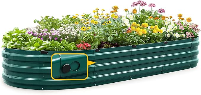 KING BIRD Raised Garden Bed Kit 2025 Upgraded Quick-Setup Galvanized Planter Garden Box Outdoor for Gardening, Vegetables, Flowers, 94x36x12 in, Green