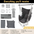 Hammock Chair in Dark Grey with Steel Spreader Bar, 2 Cushions, 450 lb Max