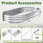 Galvanized Raised Garden Bed Outdoor, 8x4x1ft Metal Heavy Duty Planter Boxes for Gardening, Easy Assemble Large Oval Plant Container Kit for Vegetables, Flowers, Fruits, Silver, 1 Pack