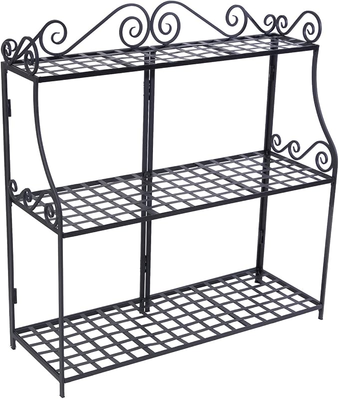 Panacea Products Forged 3-Tier Plant Stand, Black