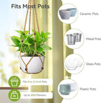 USLAI Macrame Plant Hanger Indoor Outdoor, Fits 4 to 15 Inch Pots, Strong Hanging Planter Holder, Boho Home Decor, 35 Inch, Brown, Set of 2 (POTS NOT Included)