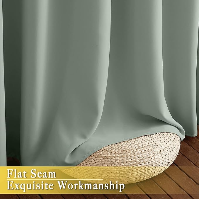 Blackout Sage Green Curtain for Classroom – 1 Panel, W46 x L63
