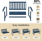 Ciokea 48" Outdoor Bench Set of 2, HDPE Weatherproof Garden Bench, 2-Person Memorial Benches with 550 Lbs, Waterproof Patio Porch Benches for Outside Business Deck Office Backyard Balcony, Navy Blue