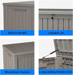 ROJIK Outdoor Storage Housing Deck Box - Waterproof Patio Furniture, Garden Tools, Cushions, Pool Accessories Storage Bench with Lockable Lid and Side Handles (Grey 158 Gal)