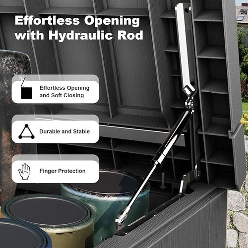 280 Gallon Resin Deck Box, Lockable Weatherproof Outdoor Storage Box for Furniture, Garden Tools and Tools Storage, Waterproof Outside Storage Boxes - Black