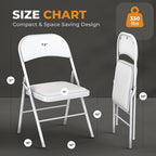 4 Pack Leather Chair | Foldable & Stackable | 350 lbs Capacity Steel Frame Seats for Indoor or Outdoor | Commercial Use Events Wedding Party Events Bulk Picnic Kitchen Dining - White
