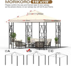 10x10 Canopy Replacement Top Double Tiered Gazebo Cover for Yard, Patio & Garden Durable Sunshade Replacement (Beige)