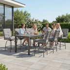 Patio Swivel Bar Stools Set of 6, Outdoor Bar Height Swivel Chairs with Cushions for Garden Balcony Backyard, Grey