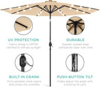 Best Choice Products 10ft Solar Polyester LED Lighted Patio Umbrella w/Tilt Adjustment and UV-Resistant Fabric