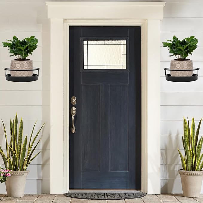 ARTORA Wall Mounted Plant Holder, 2 Pack Metal Flower Pot Wall Hanging Shelf Black Indoor Outdoor Decorative Floating Shelves Planter Hanger Racks for Bedroom Living Room Porch Balcony Decor