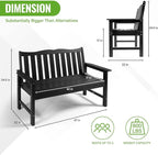 Backyard Expressions Poly Patio Bench (800 Lb Capacity) – Weatherproof Outdoor Bench, Low Maintenance, Heavy-Duty Recycled Material – Ideal for Porch, Patio & Park (Black Woodgrain Look)