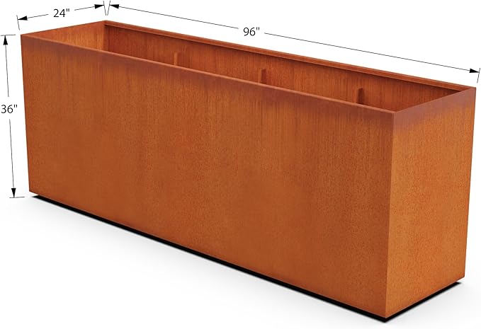 PLANTERCRAFT Corten Steel Planter Rectangle Outdoor Metal Garden Box Heavy Duty | Made in USA | Fully Assembled