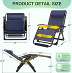 Suteck Oversized Zero Gravity Chair,33In XXL Lounge Chair w/Removable Cushion&Headrest, Reclining Camping Chair w/Upgraded Lock and Footrest, Reclining Patio Chairs Recliner for Indoor Outdoor,500LB