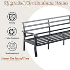 HOMREST Outdoor Couch Aluminum Patio Furniture Sofa, 3-Seat All-Weather Metal Outdoor Patio Furniture with Cushions, Blue