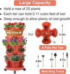 GameXcel Vertical Planter - 5 Tier Stackable Planter-Red