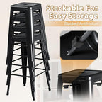 Furmax 30 Inch Metal Bar Stools Set of 4, Counter Height Backless Stools, Industrial Bar Chairs Patio Stool Stackable Backless Stool for Kitchen/Dining Room/Bistro/Patio Indoor Outdoor (Dark Black)