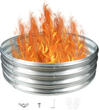 Durable Round Galvanized Steel Raised Garden Bed for Planting,Round Galvanized Steel Fire Ring/Fir Pit 36-Inch for Outdoor- 3×3×1FT,0.8MM Thick (36 ins Diameter x 12 ins high, Silver)