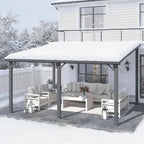 AECOJOY 12' x 14' Outdoor Hardtop Metal Gazebo for Patio, Large Lean to 14x12 Galvanized Steel Heavy Duty Wall Mounted Pergolas and Grill Gazebos Clearance, Patio Pergola Metal Roof Awnings for Decks