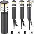 SUNVIE 4-Pack Low Voltage Pathway Lights 3W 3000K 12-24V LED Landscape Bollard Path Lights with Connectors CRI 90+ Aluminum Outdoor Landscape Lighting for Walkway Yard Garden, ETL Listed Cord
