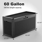 ROJIK Outdoor Storage Housing Deck Box,Waterproof Patio Furniture, Garden Tools, Cushions, Pool Accessories Storage Bench with Lockable Lid and Side Handles (Black,60 Gallon)
