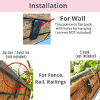 LaLaGreen Wall Planters for Outdoor Plants (2 Pack, 16 Inch) Window Flower Boxes Basket Attach to House, Deck Railing Strawberry Planters with Coco Liners BalconyTroughs Fence Patio Porch Over Rail