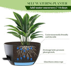 2 Pack 10 Inch Self Watering Hanging Planters for Indoor Plants, Large Black Plastic Hanging Pots with Chains for Outdoor Patio Garden Home Decor (Black)
