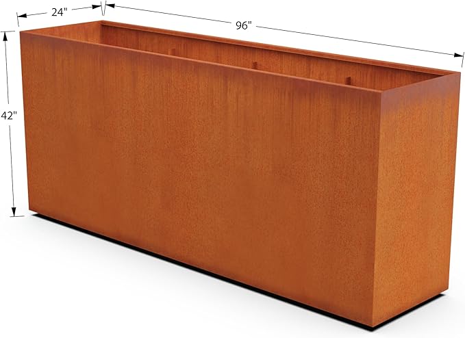 PLANTERCRAFT Corten Steel Planter Rectangle Outdoor Metal Garden Box Heavy Duty | Made in USA | Fully Assembled