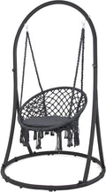 Hammock Chair with Stand, Grey Polycotton, 330 lb Capacity