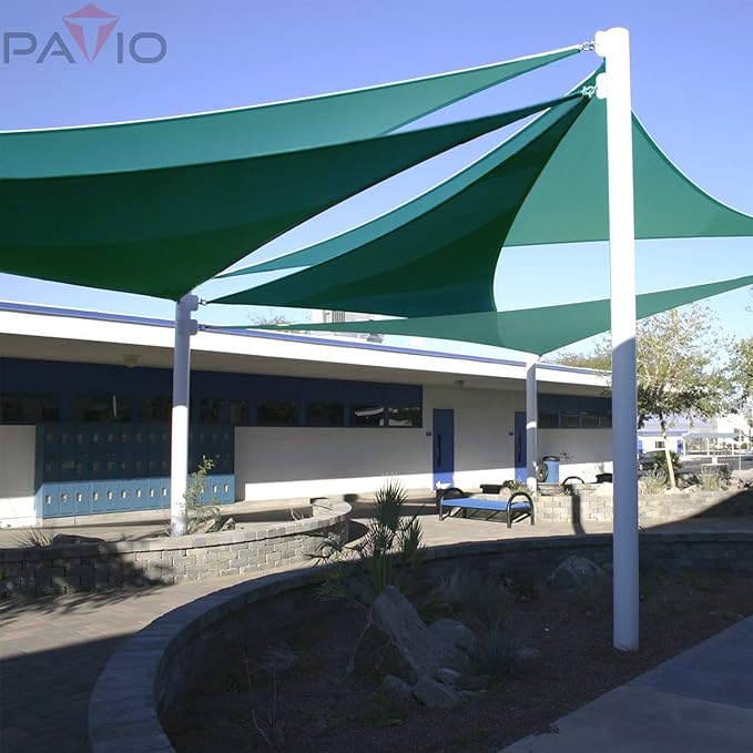 Patio Paradise 23' x 23' x 23' Sun Shade Sail Triangle Canopy Shade Cloth Fabric Sunlight Block Patio Pergola Cover HDPE Deck Awning for Outdoor Backyard Roof Shading, Turquoise