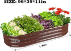 Raised Garden Bed Galvanized Planter Box Outdoor, Rot-Resistant Metal Garden Bed Planter for Vegetables Flower Herb (8ft, Brown)