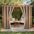 DIVA EN CAMINO DEC Outdoor Patio Curtain Waterproof Darkening Thermal Insulated Indoor Curtains for Bedroom, Porch, Living Room, Pergola, Cabana, W52 x L72, Camel Brown, Set of 2 Panels