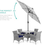 Best Choice Products 7.5ft Outdoor Solar Market Table Patio Umbrella for Deck, Pool w/Tilt, Crank, LED Lights - Fog Grey