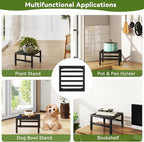 IBUYKE 3 Pack Metal Plant Stand Indoor Outdoor, Heavy Duty Small Flower Pot Stand, Modern Square Plant Shelf Flower Stand for Living Room Patio Balcony Garden, Black TMJ075B-3