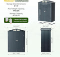 Storage Shed, 5 x 3 ft Steel with Floor Frame and Lockable Doors