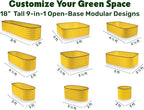 9-in-1 Galvanized Steel Raised Garden Bed // 8×2×1.5 ft Modular Planter for Gardening, Vegetables, Flowers // 18" Tall Metal Raised Garden Beds Outdoor (Yellow) // Patented Design Planter Box