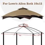 SCOCANOPY Khaki Ripstop Replacement Top for Lowe's Allen Roth 10X12 Gazebo Model #GF-12S004B-1/ GF-12S004BTO