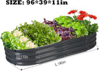 Raised Garden Bed Galvanized Planter Box Outdoor, Rot-Resistant Metal Garden Bed Planter for Vegetables Flower Herb (8ft, Grey)