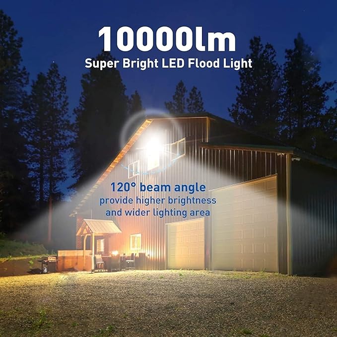 2Pack LED Flood Light Outdoor,250W LED Work Light 25500lm with 6FT US Plug,IP66 Waterproof Exterior Security Lights,6000K Daylight White Outside Floodlights Slim Design for Playground Yard