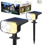DAMINY Solar Spotlights Outdoor Waterproof IP65,2 CCT(Warm White & Cool White),4 Lighting Modes Solar spot Lights for Yard,Garden,Pathway,Landscape,Auto On/Off-2 Pack