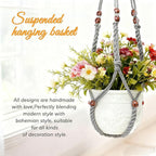 35 Inch Macrame Plant Hanger, Large for up to 15 Inch Pot Extra Long Hanging Planter Holder Basket with Wood Beads for Indoor Outdoor Home Decor (Grey, 1-Pack)