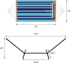 Two Person Hammock with Stand for Outside Heavy Duty, Outdoor Patio Hammock with Portable Steel Stand, Large Double Hammocks,480lbs Capacity.(Blue Stripes)