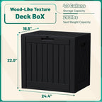 Devoko 40 Gallon Deck Box Outdoor Storage Box Waterproof for Patio, Large Outdoor Storage Bench Lockable for Outside (Black, 40 Gallon)