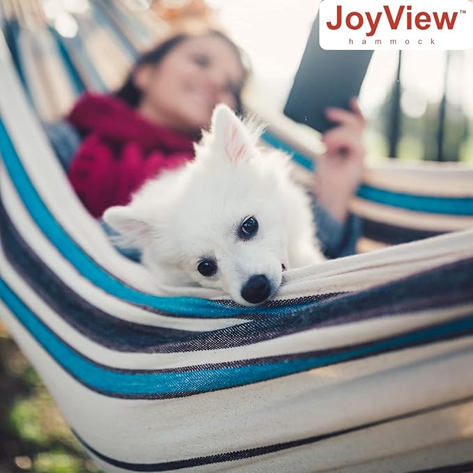 JoyView Brazilian Hammock for Single Preson Portable Hammock with Hanging Ropes & Carry Bag Large 78.8x39.4” for Patio 300LBS Capacity Perfect for Outdoor/Indoor - Color Stripes