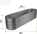 Land Guard 8×2×2ft Galvanized Raised Garden Bed Kit, Raised Garden Boxes Outdoor, Oval Metal Raised Garden Beds for Vegetables, Modern Grey