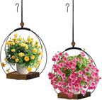 2 Pack Hanging Planter for Indoor Plants, Black Plant Hanger with Sturdy Wood Base, Modern Boho Macrame Hanger, Wall Ceiling Window Planter (Plants/Pots Not Included)