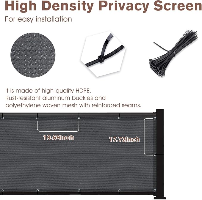 Sunny Guard Customized 3'x24' Dark Grey Balcony Privacy Screen, 90% Shade - Image 4
