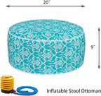 Ottoman Pouf, 20-Inch Round Inflatable Patio Footrest with Air Pump